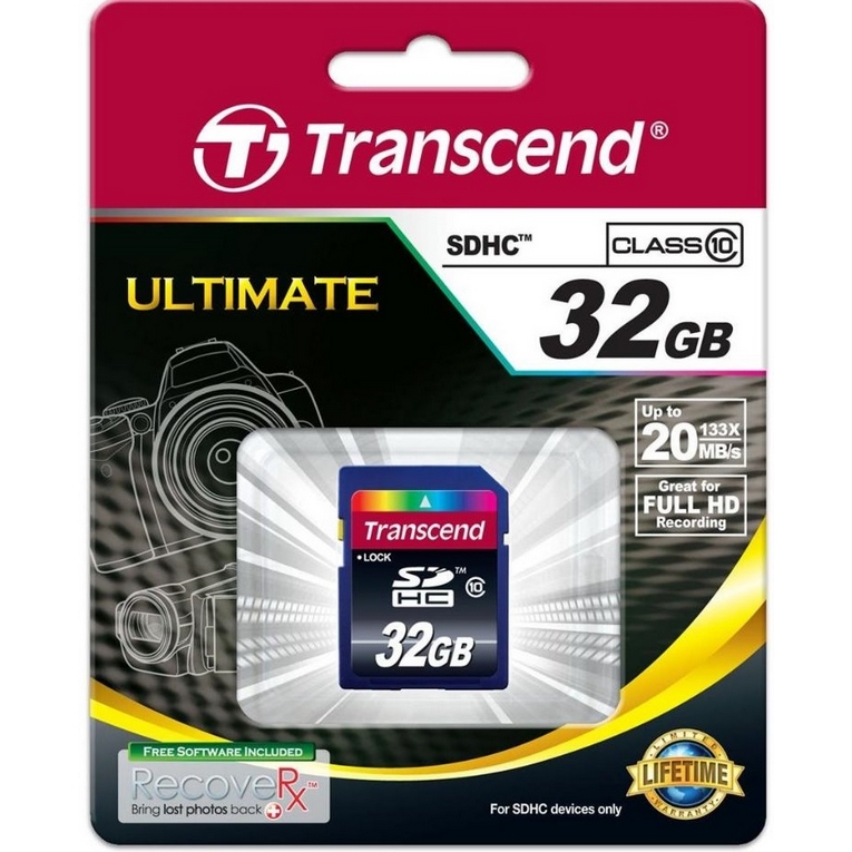 Original Transcend Premium Class 10 32GB SDHC Memory Card (TS32GSDHC10)