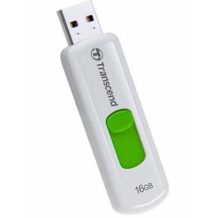 Original Transcend JetFlash 530 White / Green 16GB USB 2.0 Flash Drive (TS16GJF530)