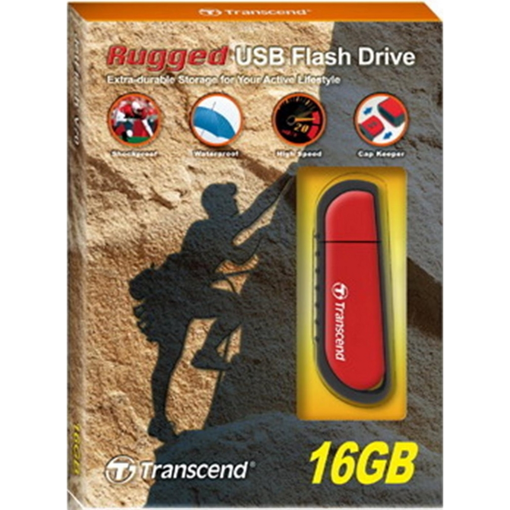 Original Transcend JetFlash V70 Rugged Red Shockproof 16GB USB 2.0 Flash Drive (TS16GJFV70)