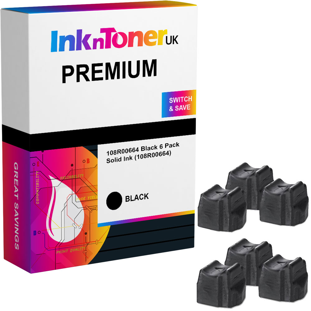 Premium Compatible Xerox 108R00664 Black 6 Pack Solid Ink (108R00664)