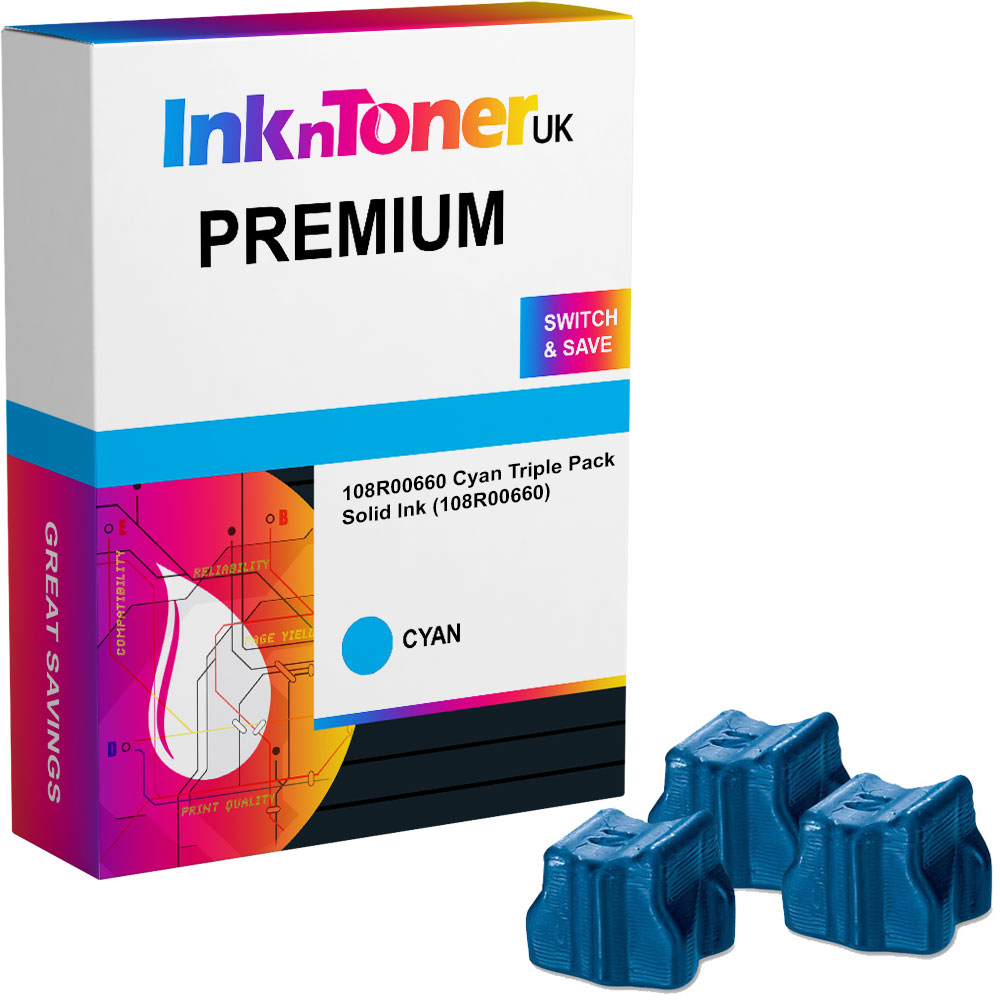 Premium Compatible Xerox 108R00660 Cyan Triple Pack Solid Ink (108R00660)
