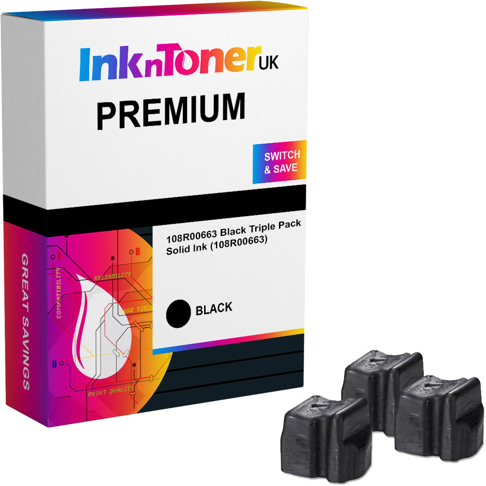 Premium Compatible Xerox 108R00663 Black Triple Pack Solid Ink (108R00663)