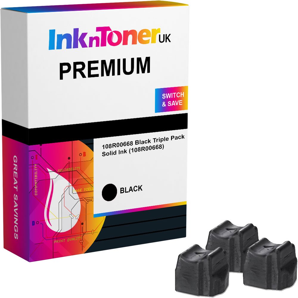 Premium Compatible Xerox 108R00668 Black Triple Pack Solid Ink (108R00668)