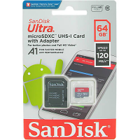 Original SanDisk Ultra 64GB Class 10 MicroSDXC Memory Card with Adapter (SDSQUA4-064G-GN6MA)