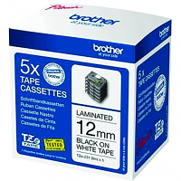 Original Brother TZE231M5 Black On White 12mm x 8m Laminated P-Touch 5 Pack Labelling Tape (TZE231M5)