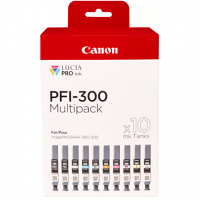 Original Canon PFI-300 MBK/PBK/CO/GY/R/C/M/Y/PC/PM Multipack Set Of 10 Ink Cartridges (4192C008)