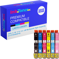 Compatible Epson 24XL C, M, Y, K, LC, LM Multipack High Capacity Ink Cartridges (C13T24384010) T2438 Elephant