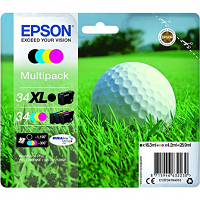 Original Epson 34XL / 34 CMYK Multipack High Capacity Ink Cartridges (C13T34794010) T3479 Golf Ball
