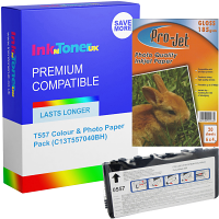 Compatible Epson T557 Colour Ink Cartridge & Photo Paper Pack (C13T557040BH)