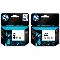 Original HP 21 / 22 Black & Colour Combo Pack Ink Cartridges (C9351AE & C9352AE)