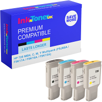 Compatible HP 728 MBK, C, M, Y Multipack Extra High Capacity Ink Cartridges (F9J68A / F9K17A / F9K16A / F9K15A)