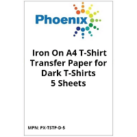 Original Phoenix Iron On A4 T-Shirt Transfer Paper for Dark T-Shirts - 5 Sheets