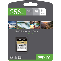 Original PNY Elite-X 256GB Class 10 SDXC Memory Card (P-SD256U3100EX-GE)